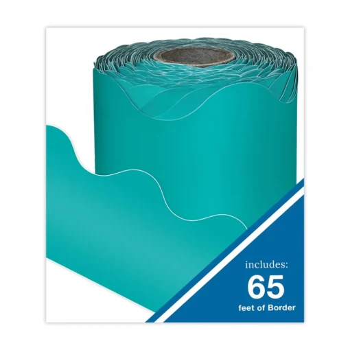 Best 2.25 in. x 65 ft. Rolled Scalloped Borders - Teal Arts & Crafts Supplies