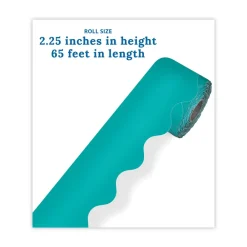 Best 2.25 in. x 65 ft. Rolled Scalloped Borders - Teal Arts & Crafts Supplies