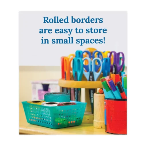 Best 2.25 in. x 65 ft. Rolled Scalloped Borders - Teal Arts & Crafts Supplies