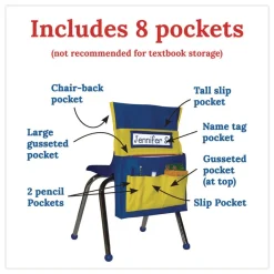 Online 15 in. x 1.5 in. x 19 in. Fabric Chairback Buddy for Student Chairs - Medium, Blue/Yellow Office Furniture & Lighting
