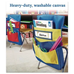 Online 15 in. x 1.5 in. x 19 in. Fabric Chairback Buddy for Student Chairs - Medium, Blue/Yellow Office Furniture & Lighting