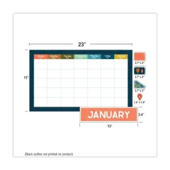 Outlet 123-Piece 23 in. x 13 in. Let's Explore Calendar Bulletin Board Set - Multicolor Calendars & Planners