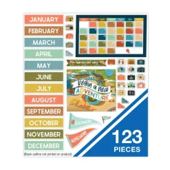 Outlet 123-Piece 23 in. x 13 in. Let's Explore Calendar Bulletin Board Set - Multicolor Calendars & Planners