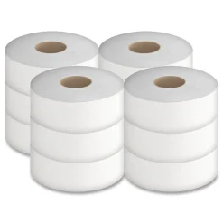 New 3.3 in. x 2000 ft. 1-Ply Septic-Safe Select Jumbo Bath Tissue - White (12 Rolls/Carton) Cleaning & Janitorial Supplies