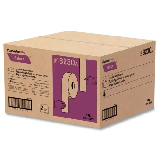 Online 3.3 in. x 750 ft. 2-Ply Septic Safe Select Jumbo Bath Tissue - White (12/Carton) Cleaning & Janitorial Supplies