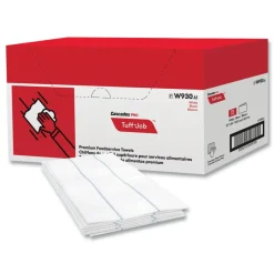 Outlet 13 in. x 24.25 in. 1/4 Fold Tuff-Job Foodservice Towels - White/Blue (72/Carton) Cleaning & Janitorial Supplies