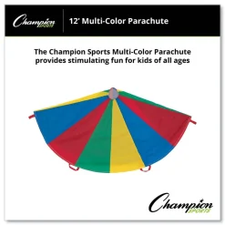 Clearance 12 ft. dia. 12 Handles Nylon Multicolor Parachute Toys