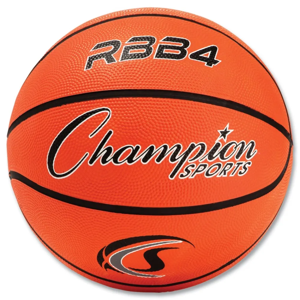 No. 6 Intermediate Size Rubber Sports Ball For Basketball - Orange Toys
