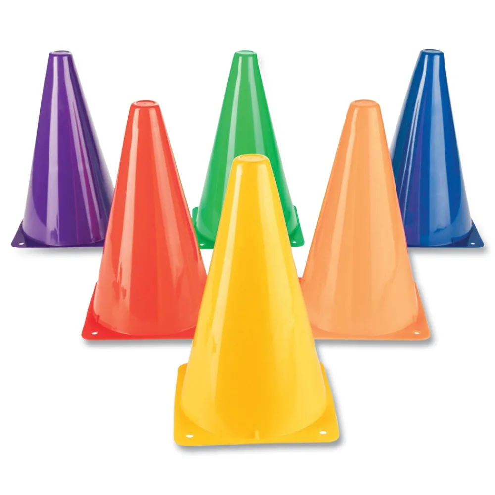 Discount TC9SET 5 in. x 5 in. Base 9 in. Tall High-Visibility Plastic Cones - Assorted Colors (6/Set) Toys