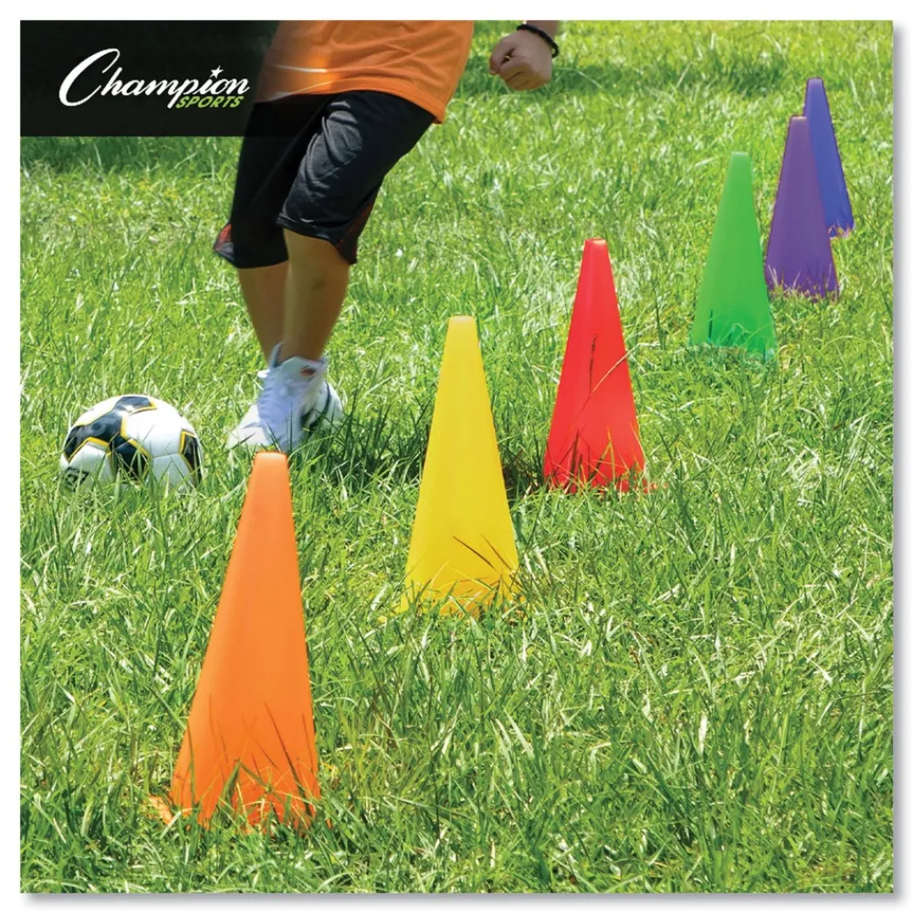 Discount TC9SET 5 in. x 5 in. Base 9 in. Tall High-Visibility Plastic Cones - Assorted Colors (6/Set) Toys