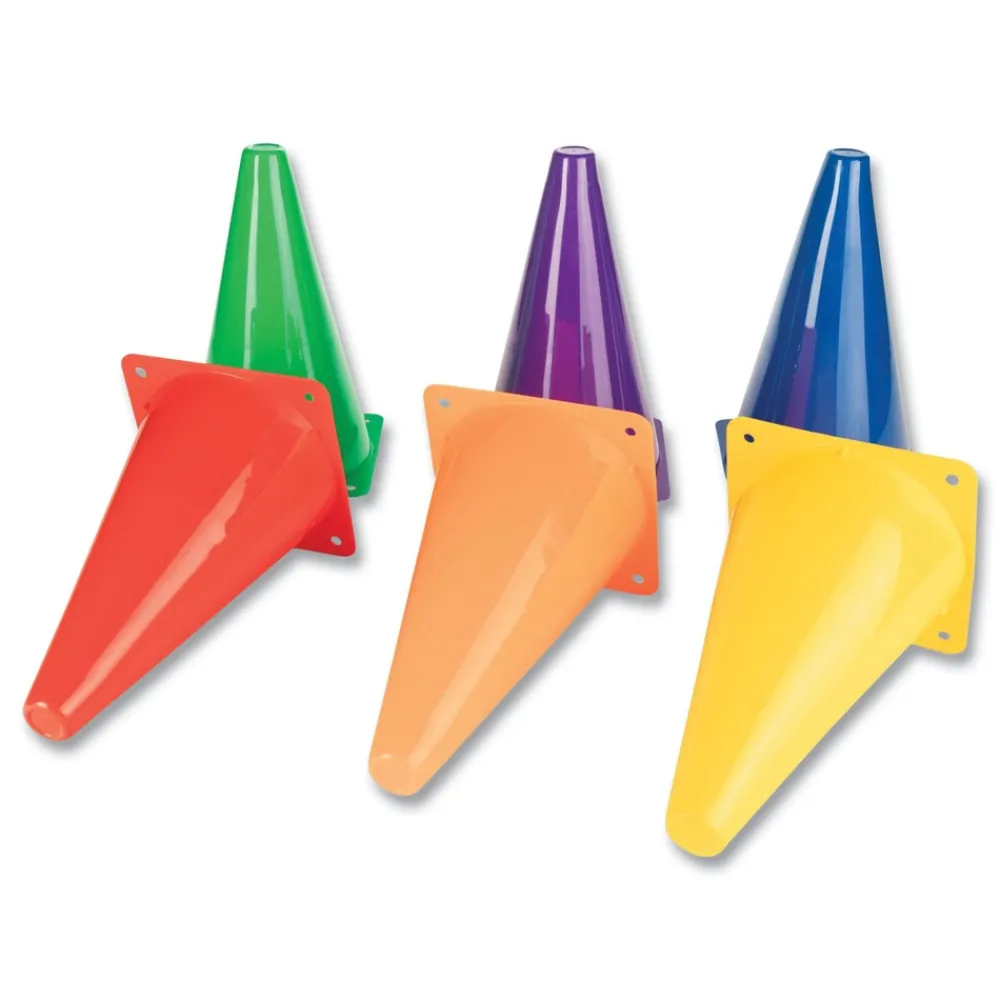 Discount TC9SET 5 in. x 5 in. Base 9 in. Tall High-Visibility Plastic Cones - Assorted Colors (6/Set) Toys