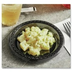 Sale 8 in. x 11 in. Heavyweight Plastic Platters - Black (250/Carton) Tabletop And Serveware
