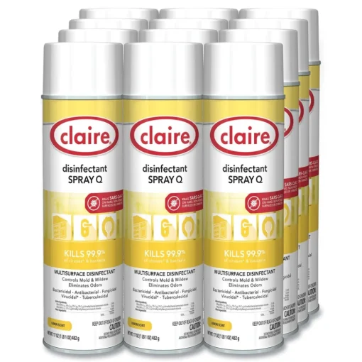 New 17 oz. Aerosol Spray Spray Q Disinfectant - Lemon Scent (12/Carton) Cleaning & Janitorial Supplies