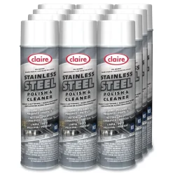 New CL841 15 oz. Aerosol Spray Stainless Steel Polish and Cleaner - Lemon Scent (12/Carton) Cleaning & Janitorial Supplies