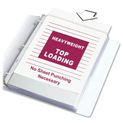 Outlet 3-Hole Punched Top Load 8.5 in. x 11 in. Insert Heavy-Duty Polypropylene Sheet Protectors - Clear Front (100/Box) Office Presentation Supplies