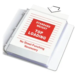Sale 3-Hole Punched Top Load 8.5 in. x 11 in. Insert Medium-Duty Polypropylene Sheet Protectors - Clear Front (50/Box) Office Presentation Supplies