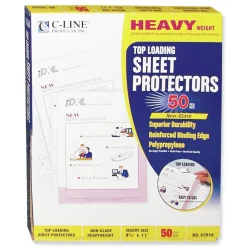 Discount 3-Hole Punched Top Load 8.5 in. x 11 in. Insert Heavy-Duty Polypropylene Sheet Protectors - Nonglare Clear Front (50/Box) Office Presentation Supplies
