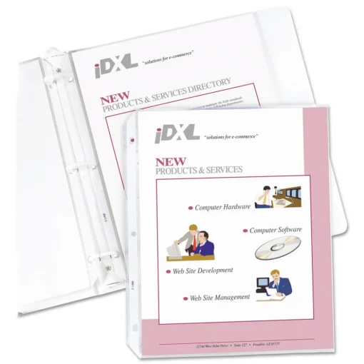 Discount 3-Hole Punched Top Load 8.5 in. x 11 in. Insert Heavy-Duty Polypropylene Sheet Protectors - Nonglare Clear Front (50/Box) Office Presentation Supplies