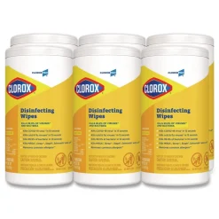Best 7 in. x 8 in. 1-Ply Disinfecting Wipes - Lemon Fresh, White (75/Canister, 6/Carton) Cleaning & Janitorial Supplies