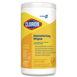 Best 7 in. x 8 in. 1-Ply Disinfecting Wipes - Lemon Fresh, White (75/Canister, 6/Carton) Cleaning & Janitorial Supplies