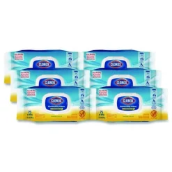 Clearance 8 in. x 7 in. 1-Ply Easy Pull Pack Disinfecting Wipes - Lemon Scent White (6 Boxes/Carton) Cleaning & Janitorial Supplies