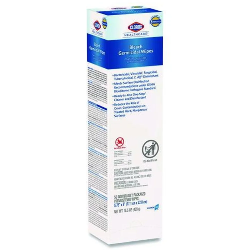 Best 6.75 in. x 9 in. 1-Ply Individual Bleach Germicidal Wipes - Unscented White (6/Carton) Cleaning & Janitorial Supplies