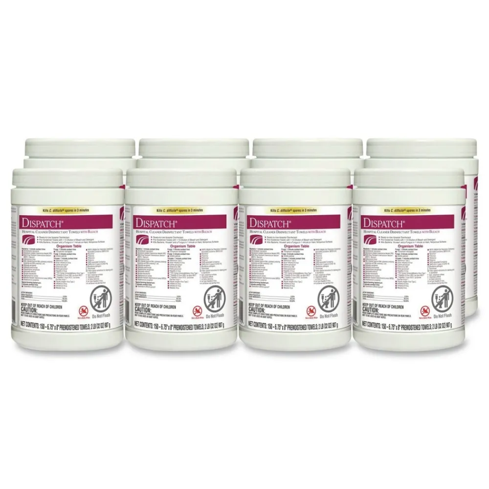 Online 6-3/4 in. x 8 in. Dispatch Cleaner Disinfectant Towels (8/Carton) Cleaning & Janitorial Supplies