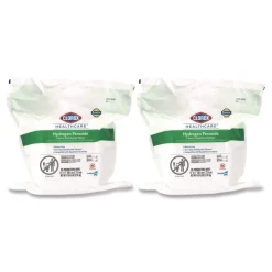 Outlet 12 in. x 11 in. Hydrogen Peroxide Cleaner Disinfectant Wipes - Unscented White (2/Carton) Cleaning & Janitorial Supplies