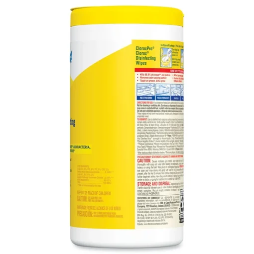 Hot 1-Ply 7 in. x 8 in. Disinfecting Wipes - Lemon Fresh, White (75/Canister) Skin Care & Personal Hygiene