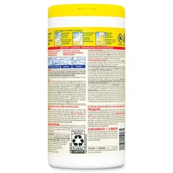 Hot 1-Ply 7 in. x 8 in. Disinfecting Wipes - Lemon Fresh, White (75/Canister) Skin Care & Personal Hygiene