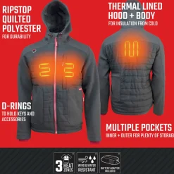20V Lithium-Ion Cordless Men's Hybrid Heated Jacket (2 Ah) - Medium, Black Heated Gear