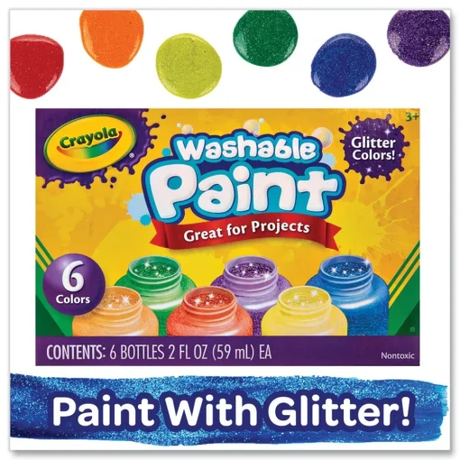 Sale 2 oz Washable Paint - 6 Assorted Classic Colors Arts & Crafts Supplies
