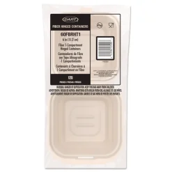 Hot 6.12 in. x 5.87 in. x 3.1 in. ProPlanet Seal Compostable Molded Fiber Hinged Trays - Natural (500/Carton) Tabletop And Serveware