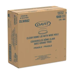 DLW662 1.9 in. Diameter Hole Open-Top Dome Lid Fits 9 oz. To 22 oz. Plastic Cups - Clear (1000/Carton) Tabletop And Serveware