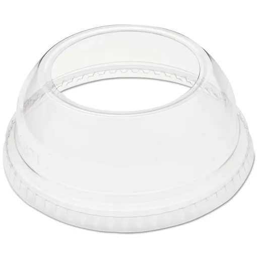DLW662 1.9 in. Diameter Hole Open-Top Dome Lid Fits 9 oz. To 22 oz. Plastic Cups - Clear (1000/Carton) Tabletop And Serveware