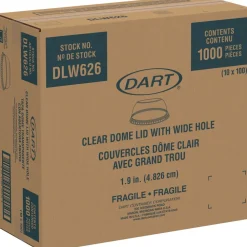 New DLW626 Open-Top Dome Lid for 16 oz. to 24 oz. Plastic Cups - Clear (1000/Carton) Tabletop And Serveware