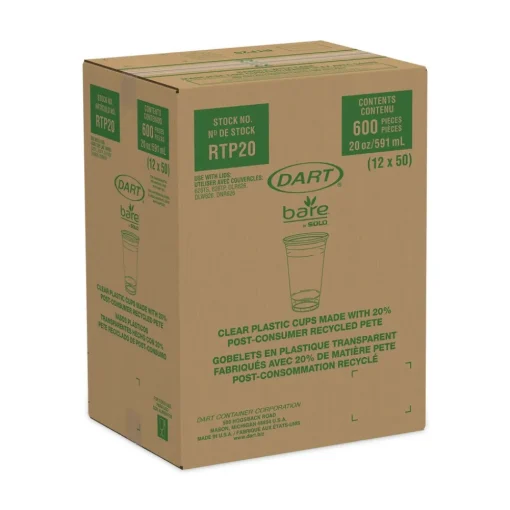 Sale RTP20BARE Bare Eco-Forward 20 oz. Plastic RPET Cold Cups - Leaf Design (600/Carton) Tabletop And Serveware