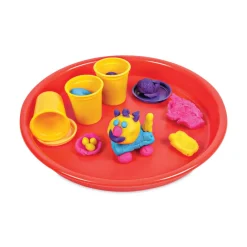 Online 13 in. Diameter Little Artist Antimicrobial Craft Tray - Red Desk Accessories & Office Organizers