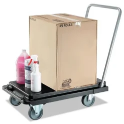 Discount 300 lb Capacity 21 x 32.5 x 37.5 Heavy-Duty Platform Cart - Black Cleaning & Janitorial Supplies