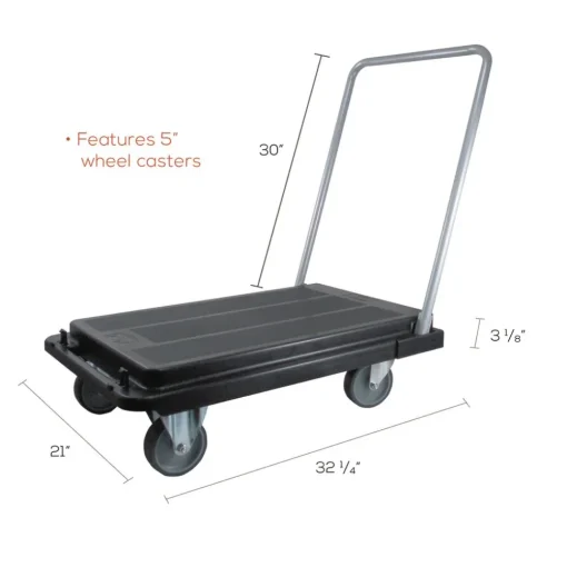 Discount 300 lb Capacity 21 x 32.5 x 37.5 Heavy-Duty Platform Cart - Black Cleaning & Janitorial Supplies
