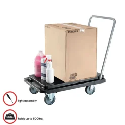 Discount 300 lb Capacity 21 x 32.5 x 37.5 Heavy-Duty Platform Cart - Black Cleaning & Janitorial Supplies