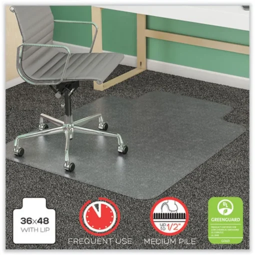 New 36 x 48 SuperMat Frequent Use Lipped Roll Chair Mat for Med Pile Carpet - Clear Office Furniture & Lighting