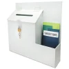 13.75 x 3.63 x 13.94 Plastic Suggestion Box Literature Holder with Locking Top - White Desk Accessories & Office Organizers