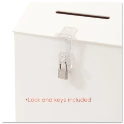 13.75 x 3.63 x 13.94 Plastic Suggestion Box Literature Holder with Locking Top - White Desk Accessories & Office Organizers