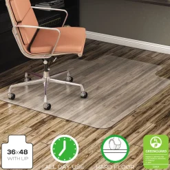 Clearance EconoMat 36 in. x 48 in. Lipped Flat Packed All Day Use Chair Mat for Hard Floors - Clear Office Furniture & Lighting