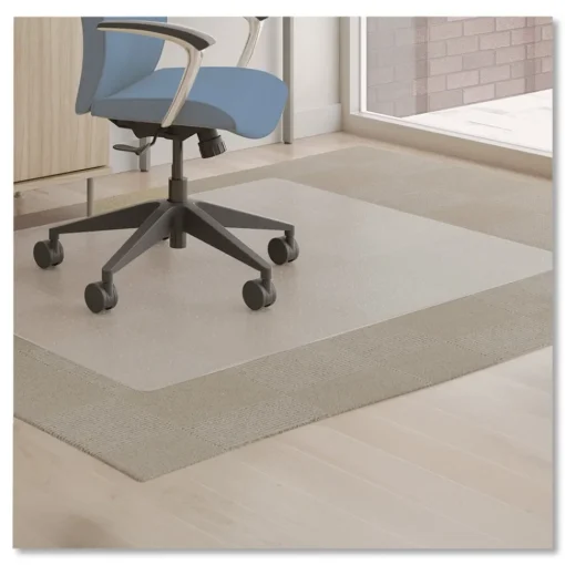 Discount Medium Pile Carpet Rectangular 60 in. x 46 in. Antimicrobial Chair Mat - Clear Cleaning & Janitorial Supplies