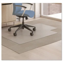 Discount Medium Pile Carpet Lipped 48 in. x 36 in. Antimicrobial Chair Mat - Clear (1/Carton) Cleaning & Janitorial Supplies