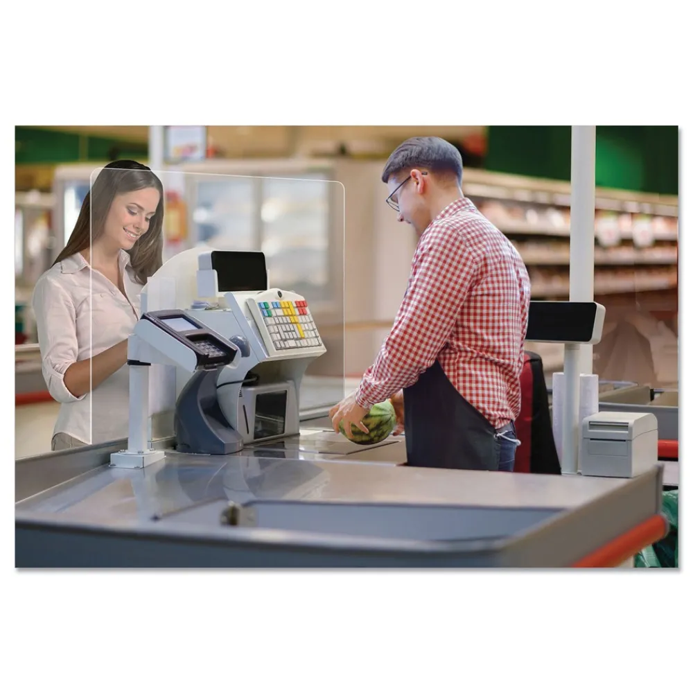 Sale PBCMPC3138P 31.5 in. x 38 in. Polycarbonate Mounting Safety Barrier with Pass Thru - Clear (2/Carton) Desk Accessories & Office Organizers