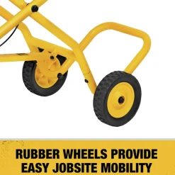 Discount 25 in. x 60 in. x 32.5 in. Heavy-Duty Rolling Miter Saw Stand - Yellow/Black Power Tool Accessories
