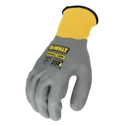 (12/Box) Full Dip Water-resistant Breathable Work Gloves - XL, Gray/Yellow Work Gloves